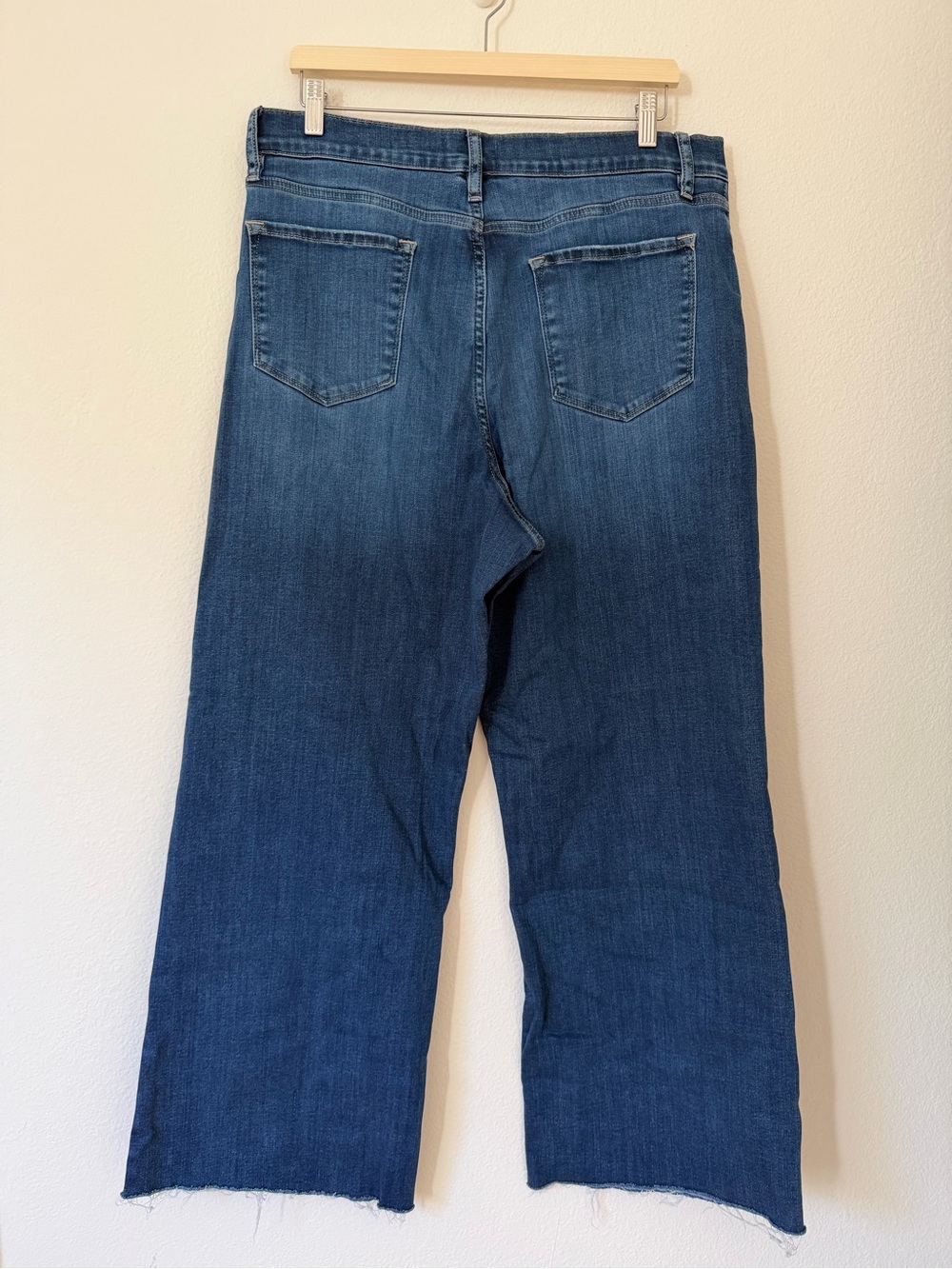 Frame Le Slim Palazzo High Rise Wide Leg Jeans Raw Fray Size 33 Denim Western - Picture 4 of 11